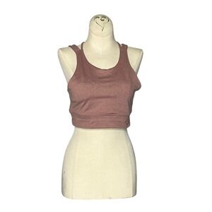 Vuori Women's Medium Cross Back Sports‎ Bra Crop Top Rust Mauve Yoga Athletic